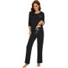 image:imageWiWi Viscose from Bamboo Womens Pajamas Set Super Soft 34 Sleeve Tops and Pants Sleepwear Cooling Pjs with Pockets SXXLBlack