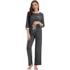 image:imageWiWi Viscose from Bamboo Womens Pajamas Set Super Soft 34 Sleeve Tops and Pants Sleepwear Cooling Pjs with Pockets SXXLCharcoal