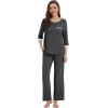 image:imageWiWi Viscose from Bamboo Womens Pajamas Set Super Soft 34 Sleeve Tops and Pants Sleepwear Cooling Pjs with Pockets SXXLCharcoal