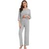 image:imageWiWi Viscose from Bamboo Womens Pajamas Set Super Soft 34 Sleeve Tops and Pants Sleepwear Cooling Pjs with Pockets SXXLLight Heather Grey