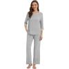 image:imageWiWi Viscose from Bamboo Womens Pajamas Set Super Soft 34 Sleeve Tops and Pants Sleepwear Cooling Pjs with Pockets SXXLLight Heather Grey
