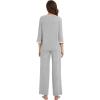 image:imageWiWi Viscose from Bamboo Womens Pajamas Set Super Soft 34 Sleeve Tops and Pants Sleepwear Cooling Pjs with Pockets SXXLLight Heather Grey