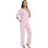 image:imageWiWi Viscose from Bamboo Womens Pajamas Set Super Soft 34 Sleeve Tops and Pants Sleepwear Cooling Pjs with Pockets SXXLPink