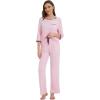 image:imageWiWi Viscose from Bamboo Womens Pajamas Set Super Soft 34 Sleeve Tops and Pants Sleepwear Cooling Pjs with Pockets SXXLPink