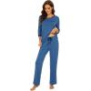 image:imageWiWi Viscose from Bamboo Womens Pajamas Set Super Soft 34 Sleeve Tops and Pants Sleepwear Cooling Pjs with Pockets SXXLPrussian Blue