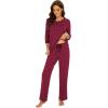 image:imageWiWi Viscose from Bamboo Womens Pajamas Set Super Soft 34 Sleeve Tops and Pants Sleepwear Cooling Pjs with Pockets SXXLWine
