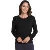 image:imageWiWi Womens Pajama Shirt Super Soft Long Sleeve Tops Casual Crew Neck Tee Outfits Loungwear SXXLBlack