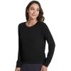 image:imageWiWi Womens Pajama Shirt Super Soft Long Sleeve Tops Casual Crew Neck Tee Outfits Loungwear SXXLBlack