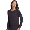 image:imageWiWi Womens Pajama Shirt Super Soft Long Sleeve Tops Casual Crew Neck Tee Outfits Loungwear SXXLBlue Black