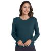 image:imageWiWi Womens Pajama Shirt Super Soft Long Sleeve Tops Casual Crew Neck Tee Outfits Loungwear SXXLDeep Teal