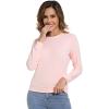 image:imageWiWi Womens Pajama Shirt Super Soft Long Sleeve Tops Casual Crew Neck Tee Outfits Loungwear SXXLPink