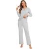 image:imageWiWi Womens Pajamas Set Soft Long Sleeve Tops and Pants Viscose from Bamboo Sleepwear Lightweight Pj Loungewear SXXLCash Grey