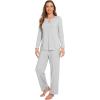 image:imageWiWi Womens Pajamas Set Soft Long Sleeve Tops and Pants Viscose from Bamboo Sleepwear Lightweight Pj Loungewear SXXLCash Grey