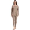 image:imageWiWi Womens Pajamas Set Super Soft Lounge Set Viscose from Bamboo Sleepwear Cooling Long Sleeve Top Leggings Pjs SXXLCamel