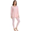 image:imageWiWi Womens Pajamas Set Super Soft Lounge Set Viscose from Bamboo Sleepwear Cooling Long Sleeve Top Leggings Pjs SXXLCream Pink