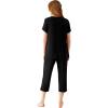image:imageWiWi Womens Pajamas Sets Bamboo Viscose Short Sleeve Top with Capri Pants Super Soft Lounge Cooling Sleepwear Pjs SXXLAblack