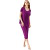 image:imageWiWi Womens Pajamas Sets Bamboo Viscose Short Sleeve Top with Capri Pants Super Soft Lounge Cooling Sleepwear Pjs SXXLAdark Reddish Purple