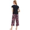image:imageWiWi Womens Pajamas Sets Bamboo Viscose Short Sleeve Top with Capri Pants Super Soft Lounge Cooling Sleepwear Pjs SXXLBblack Magnolia