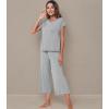 image:imageWiWi Womens Pajamas Sets Bamboo Viscose Short Sleeve Top with Capri Pants Super Soft Lounge Cooling Sleepwear Pjs SXXLBheather Grey
