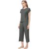 image:imageWiWi Womens Pajamas Sets Bamboo Viscose Short Sleeve Top with Capri Pants Super Soft Lounge Cooling Sleepwear Pjs SXXLBiron Grey