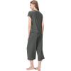image:imageWiWi Womens Pajamas Sets Bamboo Viscose Short Sleeve Top with Capri Pants Super Soft Lounge Cooling Sleepwear Pjs SXXLBiron Grey