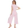 image:imageWiWi Womens Pajamas Sets Bamboo Viscose Short Sleeve Top with Capri Pants Super Soft Lounge Cooling Sleepwear Pjs SXXLBpink