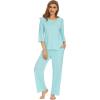 image:imageWiWi Bamboo Viscose Pajamas for Women Soft 34 Sleeve Pajama Sets Loose Knit Sleepwear Casual Pj Set SXXLAqua