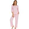 image:imageWiWi Bamboo Viscose Pajamas for Women Soft 34 Sleeve Pajama Sets Loose Knit Sleepwear Casual Pj Set SXXLBlush Pink
