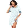 image:imageWiWi Super Soft Nightgowns for Women 34 Sleeve Cooling Nightshirts Sleepwear Bamboo Viscose Dress S4XBlight Blue Stars
