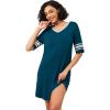 image:imageWiWi Super Soft Nightgowns for Women 34 Sleeve Cooling Nightshirts Sleepwear Bamboo Viscose Dress S4XBpeacock Blue