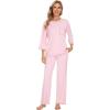 image:imageWiWi Viscose Bamboo Pajamas for Women 34 Sleeve Tops and Long Pants Sleepwear Pajama Set Soft Pjs Sets SXXLPink