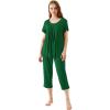 image:imageWiWi Womens Pajamas Sets Bamboo Viscose Short Sleeve Top with Capri Pants Super Soft Lounge Cooling Sleepwear Pjs SXXLAdark Green