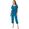 image:imageWiWi Womens Pajamas Sets Bamboo Viscose Short Sleeve Top with Capri Pants Super Soft Lounge Cooling Sleepwear Pjs SXXLAteal Blue