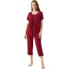 image:imageWiWi Womens Pajamas Sets Bamboo Viscose Short Sleeve Top with Capri Pants Super Soft Lounge Cooling Sleepwear Pjs SXXLAwine