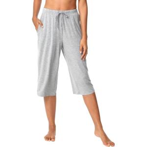 image:imageWiWi Bamboo Viscose womens capri pants Wide Leg Pajama Super Soft Lounge knit Sleep shorts Cooling Pj Bottoms SXXLAash Grey