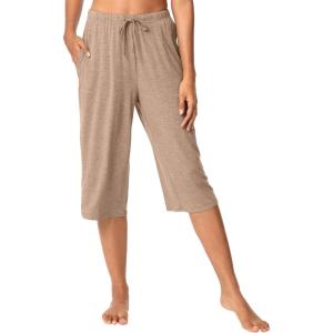 image:imageWiWi Bamboo Viscose womens capri pants Wide Leg Pajama Super Soft Lounge knit Sleep shorts Cooling Pj Bottoms SXXLAcamel