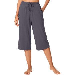 image:imageWiWi Bamboo Viscose womens capri pants Wide Leg Pajama Super Soft Lounge knit Sleep shorts Cooling Pj Bottoms SXXLAdark Grey