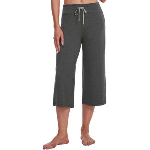 image:imageWiWi Bamboo Viscose womens capri pants Wide Leg Pajama Super Soft Lounge knit Sleep shorts Cooling Pj Bottoms SXXLCcharcoal Heather