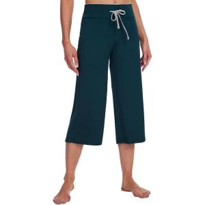 image:imageWiWi Bamboo Viscose womens capri pants Wide Leg Pajama Super Soft Lounge knit Sleep shorts Cooling Pj Bottoms SXXLCdark Bluish Green