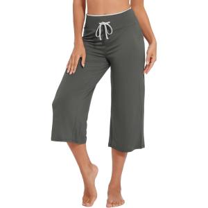 image:imageWiWi Bamboo Viscose womens capri pants Wide Leg Pajama Super Soft Lounge knit Sleep shorts Cooling Pj Bottoms SXXLCiron Grey