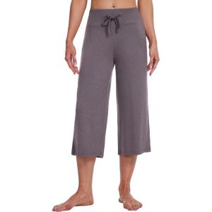 image:imageWiWi Bamboo Viscose womens capri pants Wide Leg Pajama Super Soft Lounge knit Sleep shorts Cooling Pj Bottoms SXXLCmisty Grey