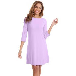 image:imageWiWi Nightgowns for Women 34 Sleeve Sleep Shirts Super Soft Pajamas Gowns Viscose from Bamboo Cooling Nightwear SXXLBlight Purple
