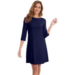 image:imageWiWi Nightgowns for Women 34 Sleeve Sleep Shirts Super Soft Pajamas Gowns Viscose from Bamboo Cooling Nightwear SXXLBnavy