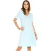image:imageWiWi Bamboo Viscose Nightgowns for Women Short Sleeve V Neck Sleepwear Super Soft Sleep Dress Cool Plus Size Nightshirt S4XAaqua