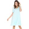 image:imageWiWi Bamboo Viscose Nightgowns for Women Short Sleeve V Neck Sleepwear Super Soft Sleep Dress Cool Plus Size Nightshirt S4XAaqua