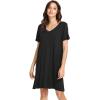 image:imageWiWi Bamboo Viscose Nightgowns for Women Short Sleeve V Neck Sleepwear Super Soft Sleep Dress Cool Plus Size Nightshirt S4XAblack