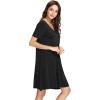 image:imageWiWi Bamboo Viscose Nightgowns for Women Short Sleeve V Neck Sleepwear Super Soft Sleep Dress Cool Plus Size Nightshirt S4XAblack