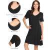 image:imageWiWi Bamboo Viscose Nightgowns for Women Short Sleeve V Neck Sleepwear Super Soft Sleep Dress Cool Plus Size Nightshirt S4XAblack