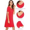 image:imageWiWi Bamboo Viscose Nightgowns for Women Short Sleeve V Neck Sleepwear Super Soft Sleep Dress Cool Plus Size Nightshirt S4XAbright Red