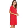 image:imageWiWi Bamboo Viscose Nightgowns for Women Short Sleeve V Neck Sleepwear Super Soft Sleep Dress Cool Plus Size Nightshirt S4XAbright Red